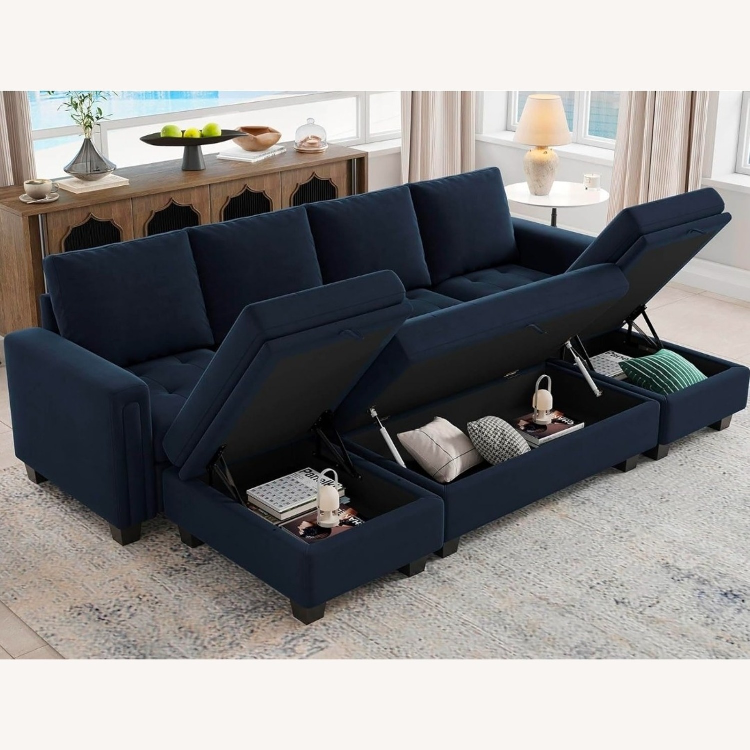 Amazon Blue 3+ Piece Sectional - image-3