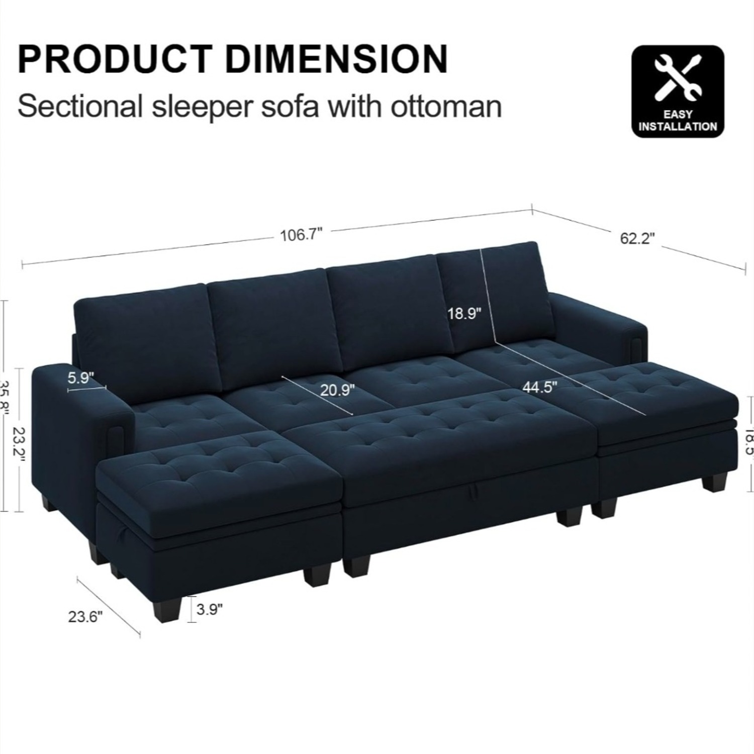 Amazon Blue 3+ Piece Sectional - image-2