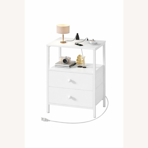 Used Wayfair White Fabric Nightstand for sale on AptDeco