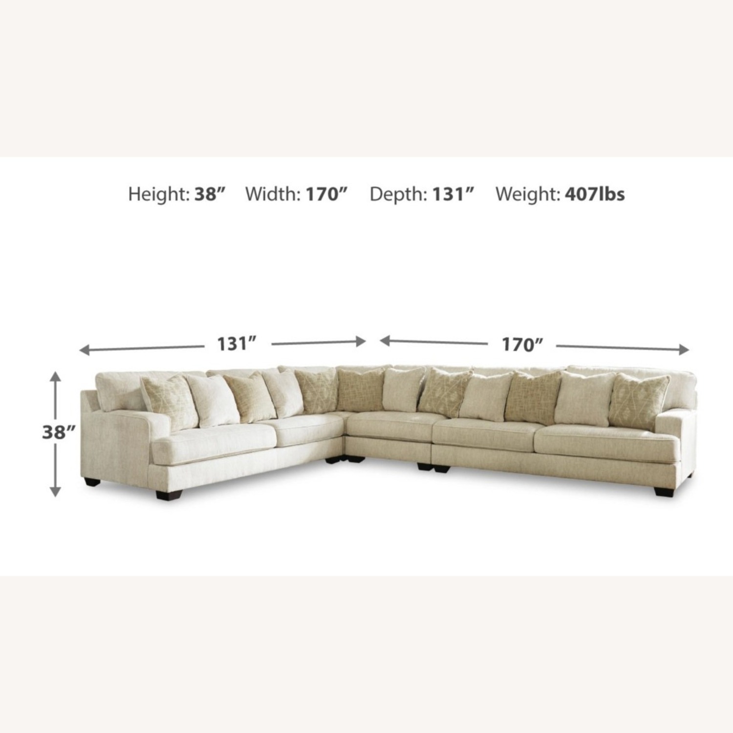 Rawcliffe Parchment 4 Piece Sectional - image-1