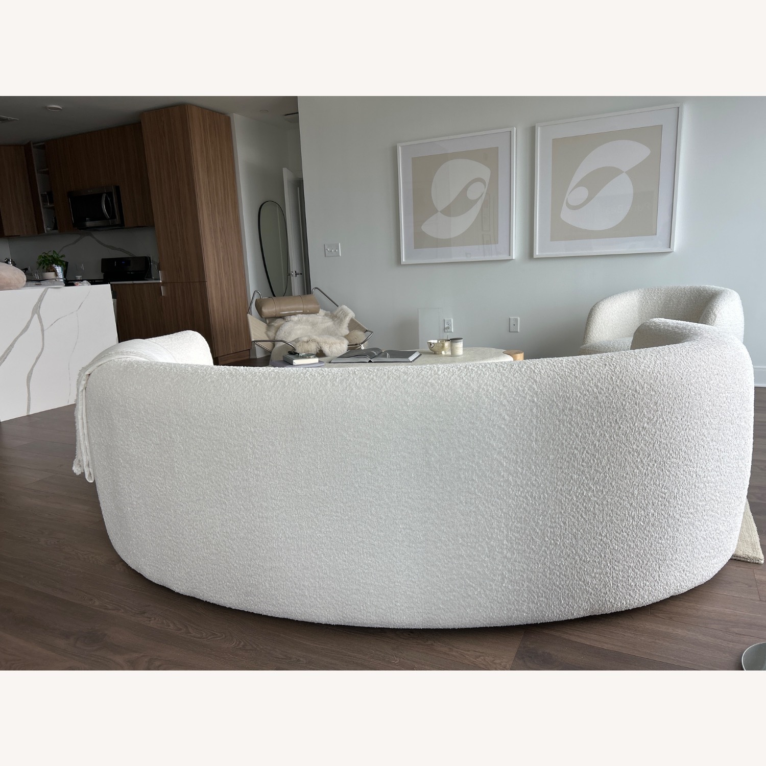 Crate & Barrel Hugger Curved Boucle Sofa By Leanne Ford - image-4