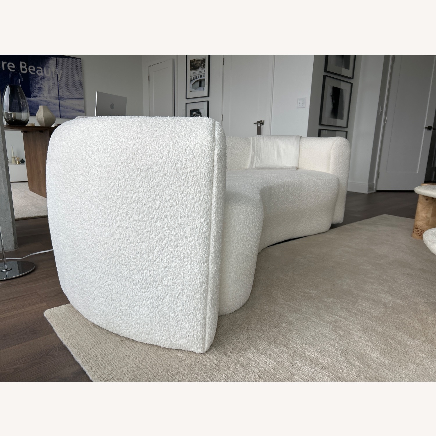 Crate & Barrel Hugger Curved Boucle Sofa By Leanne Ford - image-3