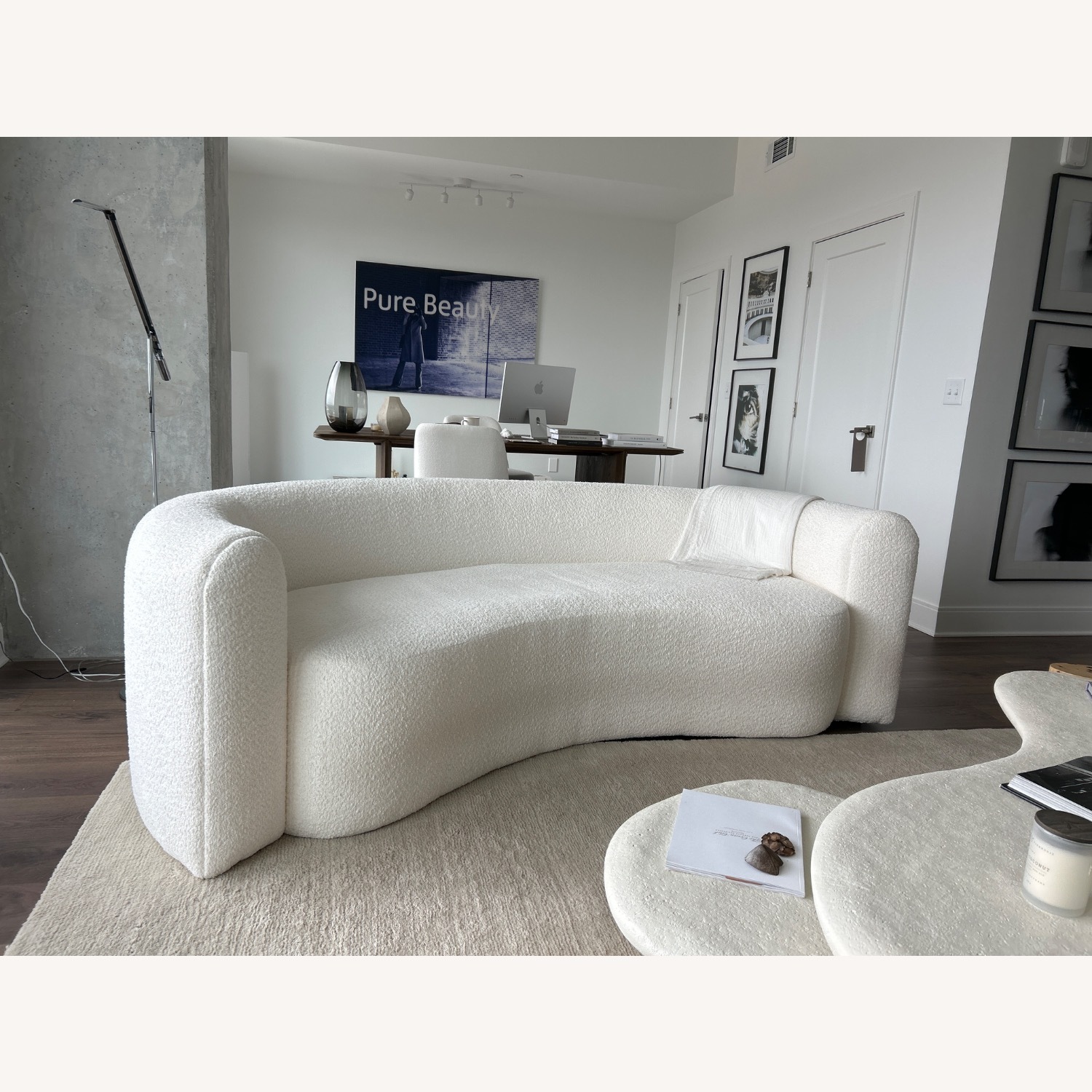 Crate & Barrel Hugger Curved Boucle Sofa By Leanne Ford - image-2
