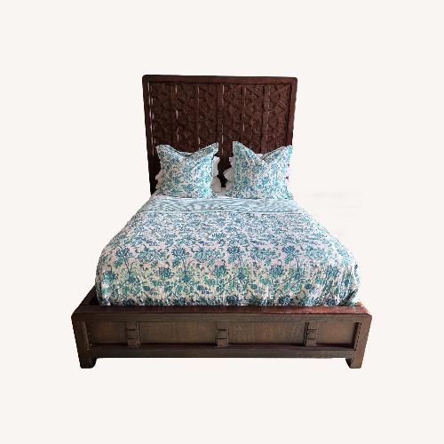 Used Horchow Dark Brown Wood Queen Bed for sale on AptDeco