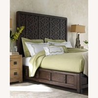 Horchow Dark Brown Wood Queen Bed