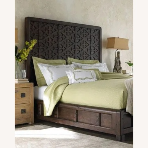 Used Horchow Dark Brown Wood Queen Bed for sale on AptDeco