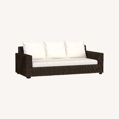 Used Pottery Barn Dark Brown Wicker 3+ Seater Sofa for sale on AptDeco