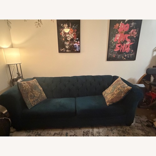 Used Bob's Discount Furniture Teal Sleeper Sofa for sale on AptDeco