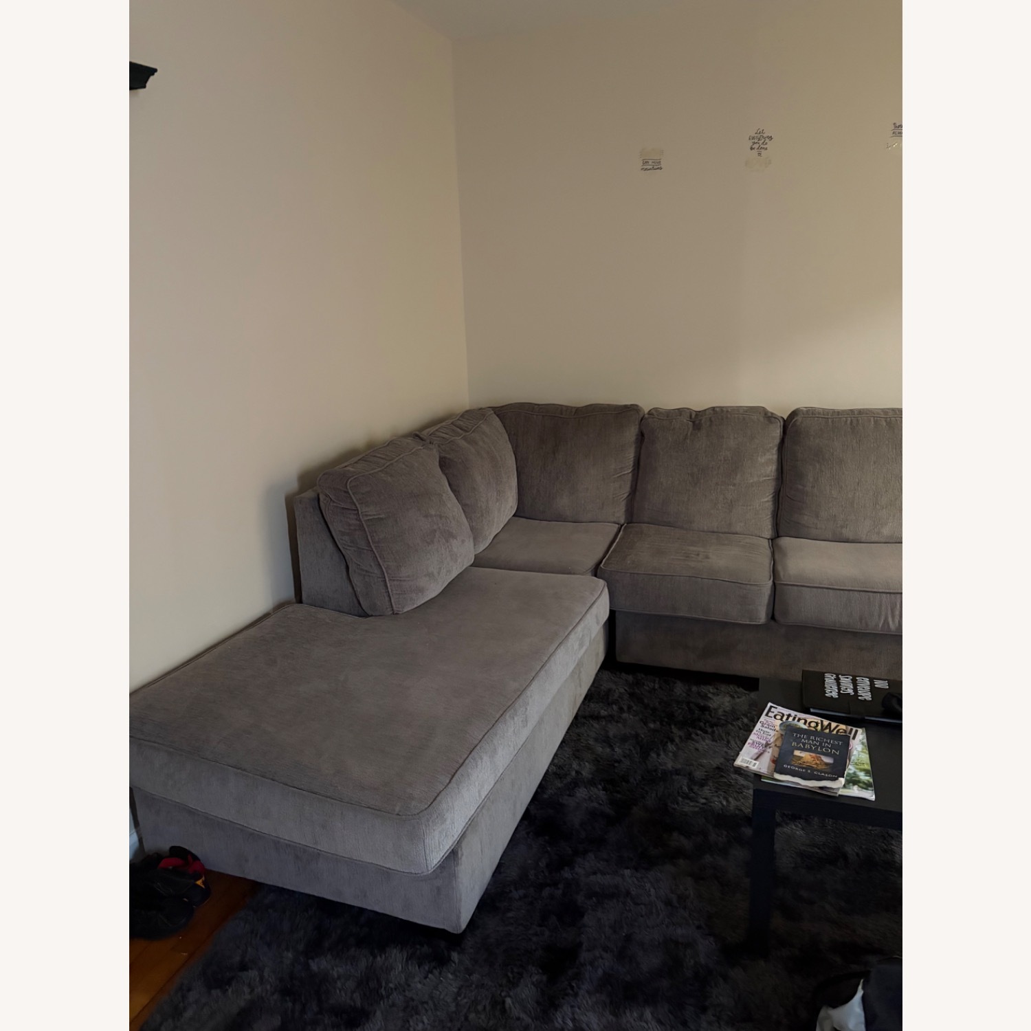 Light Gray Suede Chaise Lounge - image-1