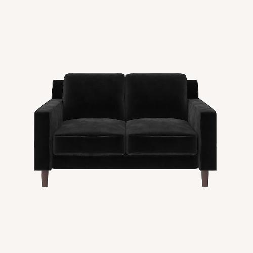 Used Brynn 55-in W Modern Black Velvet Velvet 2-seater Loveseat for sale on AptDeco