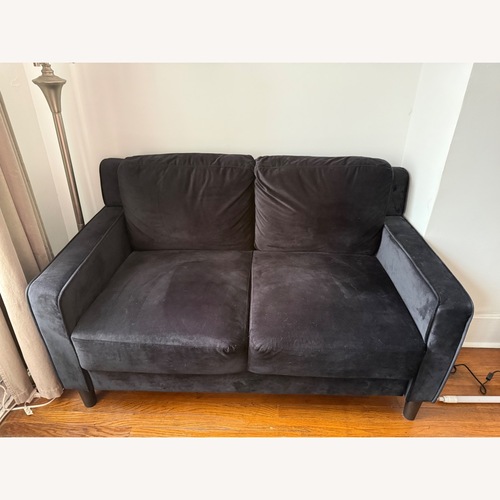 Used Brynn 55-in W Modern Black Velvet Velvet 2-seater Loveseat for sale on AptDeco