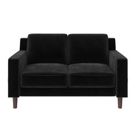 Brynn 55-in W Modern Black Velvet Velvet 2-seater Loveseat