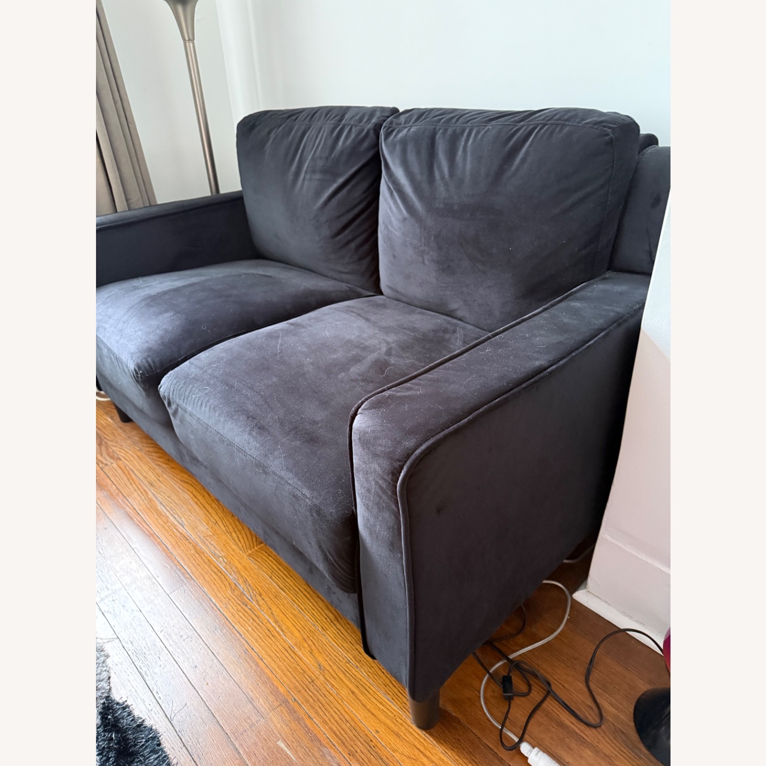 Brynn 55-in W Modern Black Velvet Velvet 2-seater Loveseat - image-3