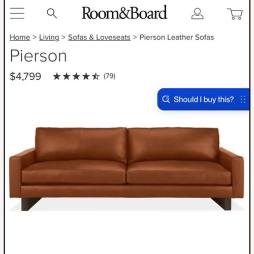 Used Room & Board Pierson Brown Leather Sofa for sale on AptDeco