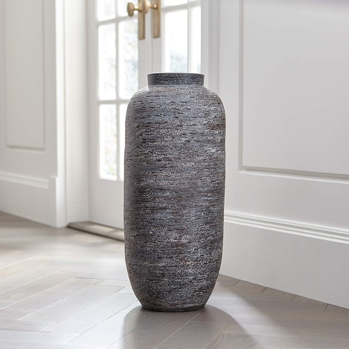 Used Crate & Barrel Timber Grey Floor Vase for sale on AptDeco