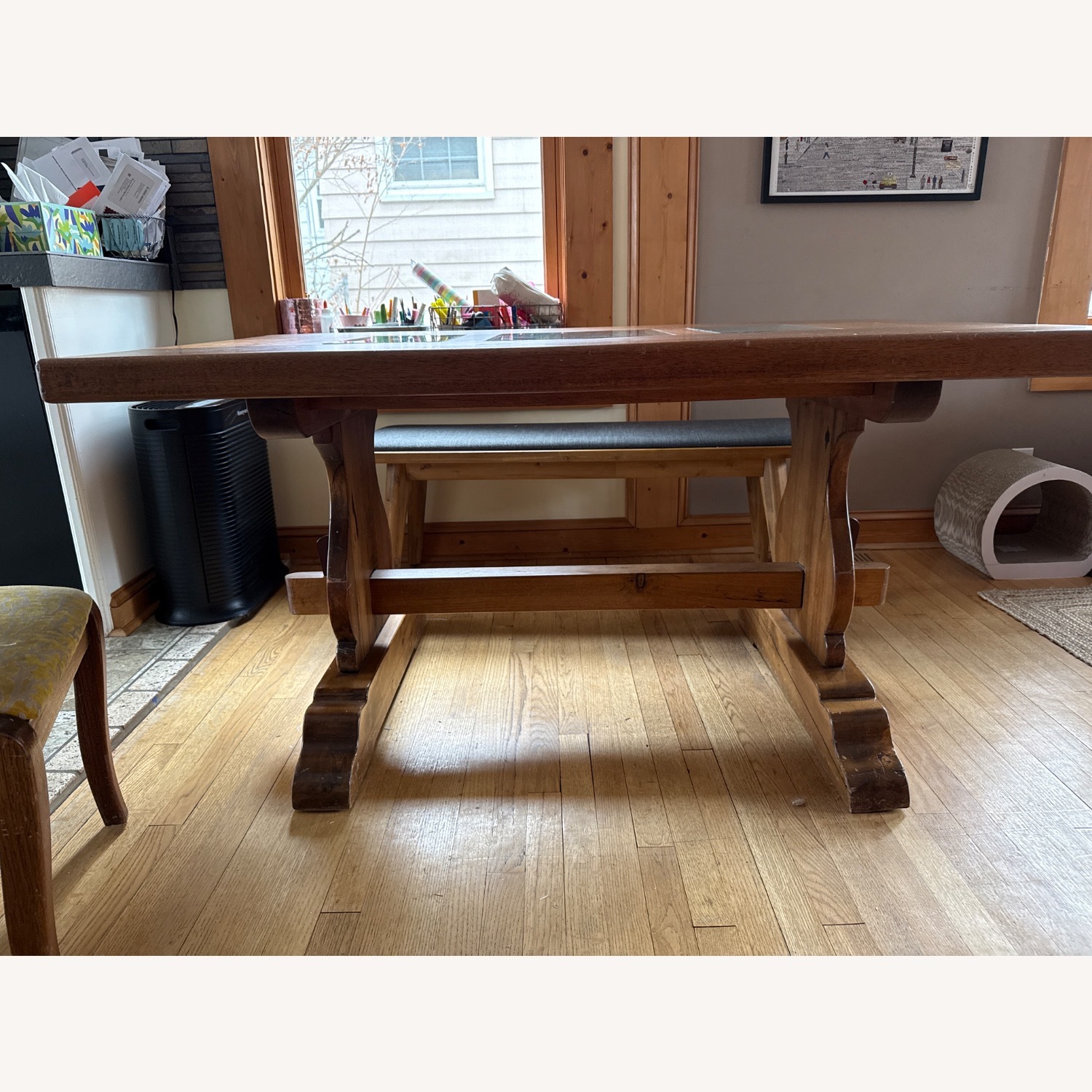 Dark Brown Wood Dining Set - image-3