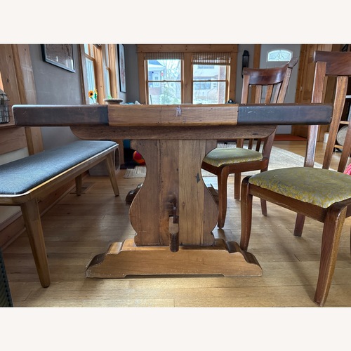 Used Dark Brown Wood Dining Set for sale on AptDeco