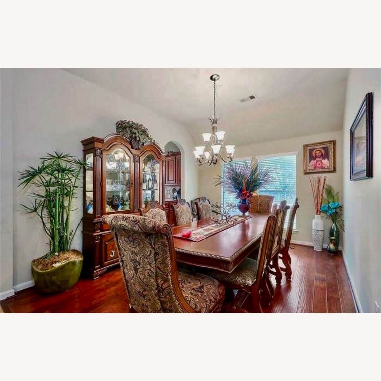 Vintage Victorian Dark Wood Dining Table Set - image-2