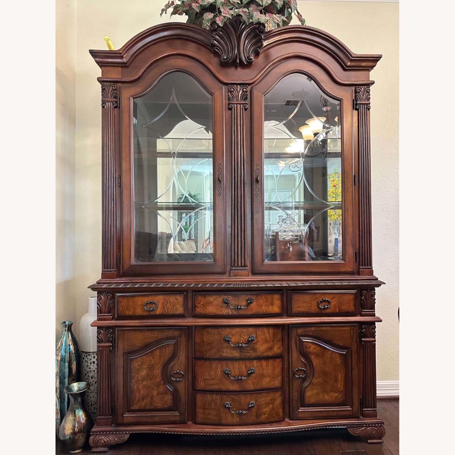 Vintage Dark Wood China Buffet - image-1