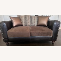 Living Spaces Dark Brown Fabric Loveseat