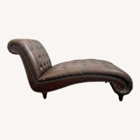 Living Spaces Dark Brown Leather Chaise Lounge