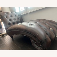Living Spaces Dark Brown Leather Chaise Lounge