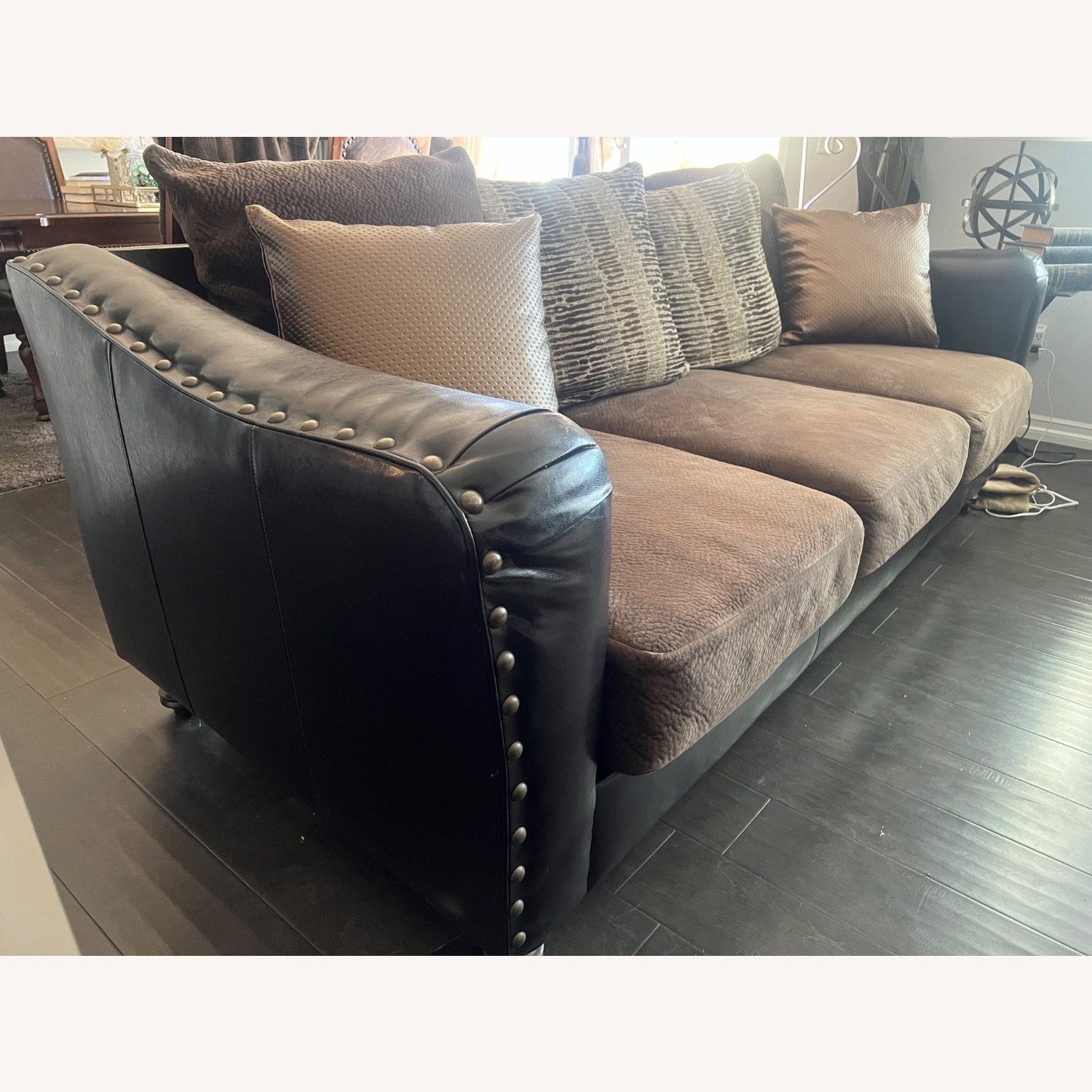 Living Spaces Dark Brown 3+ Seater Sofa - image-1