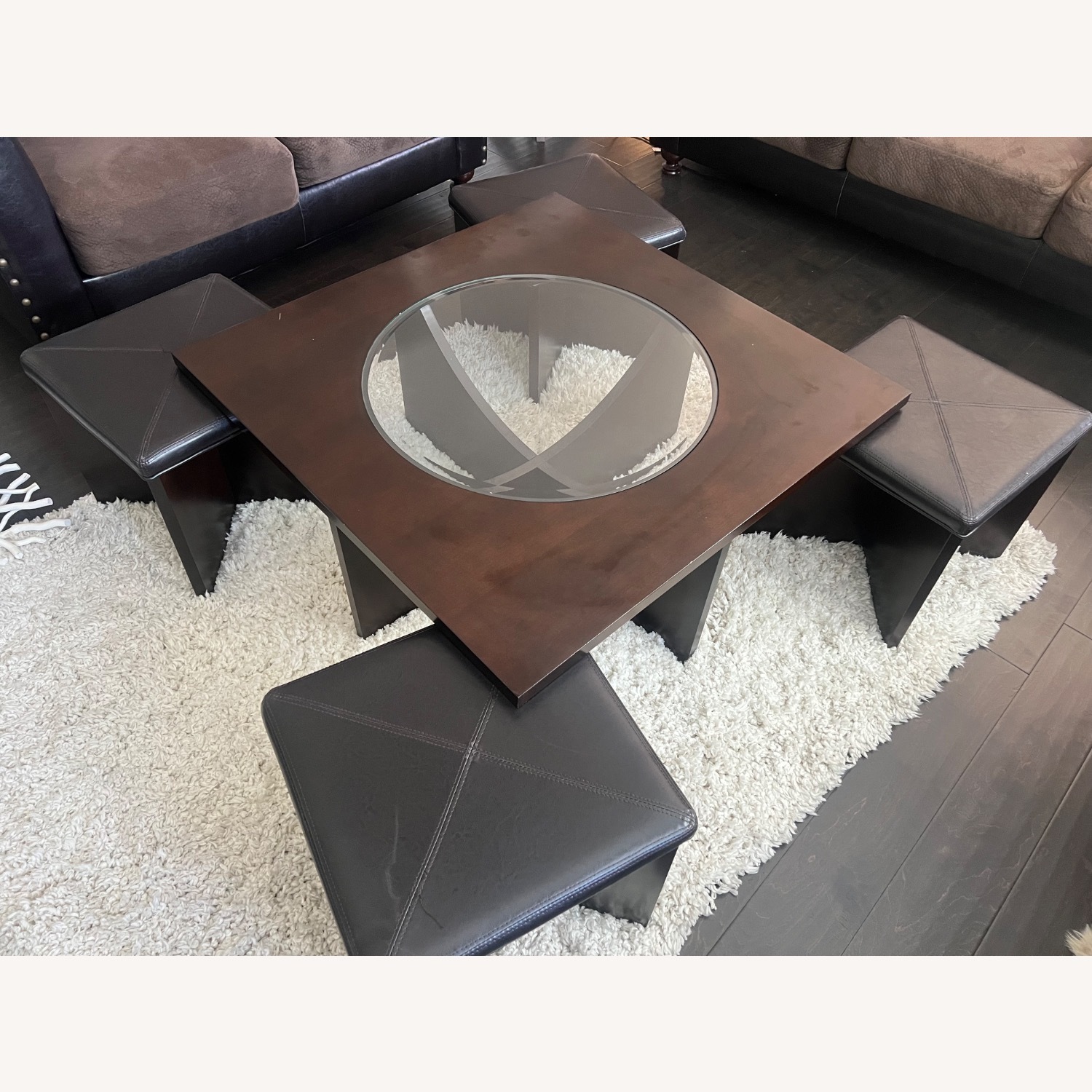 Living Spaces Dark Brown Wood Coffee Table - image-2