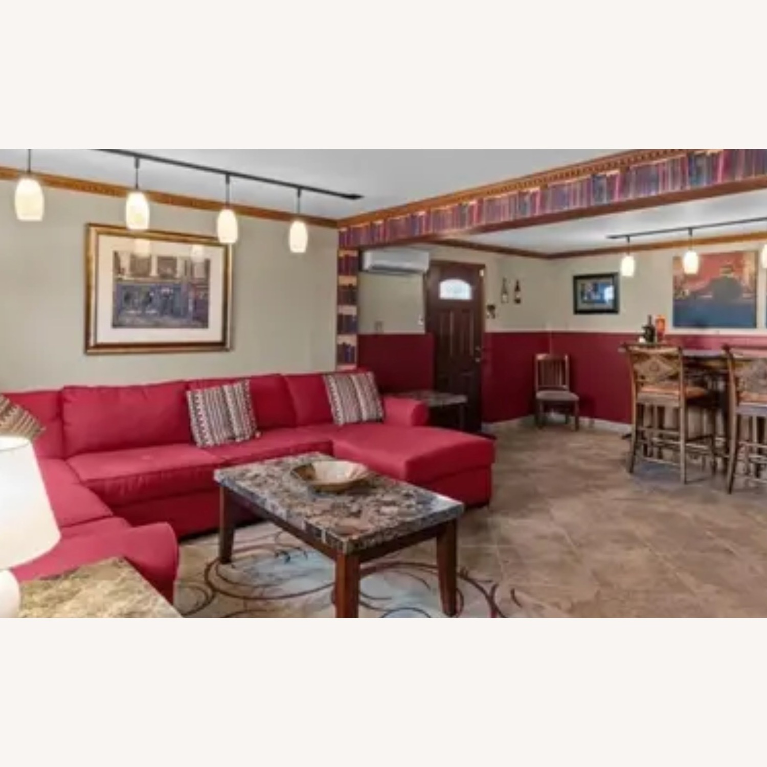 Raymour & Flanigan Red Fabric 3+ Piece Sectional - image-3