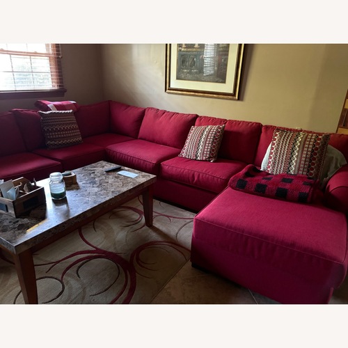 Used Raymour & Flanigan Red Fabric 3+ Piece Sectional for sale on AptDeco