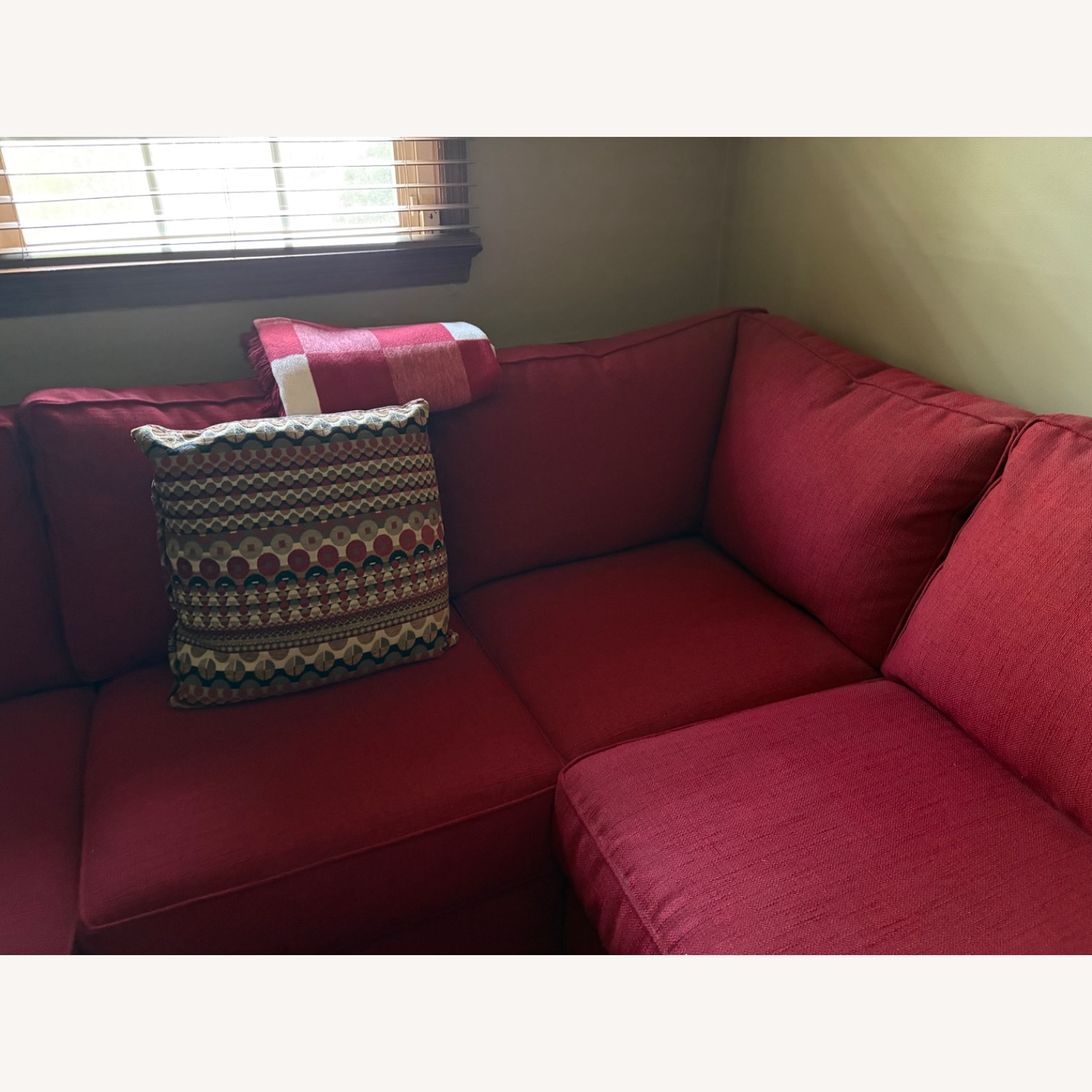 Raymour & Flanigan Red Fabric 3+ Piece Sectional - image-1