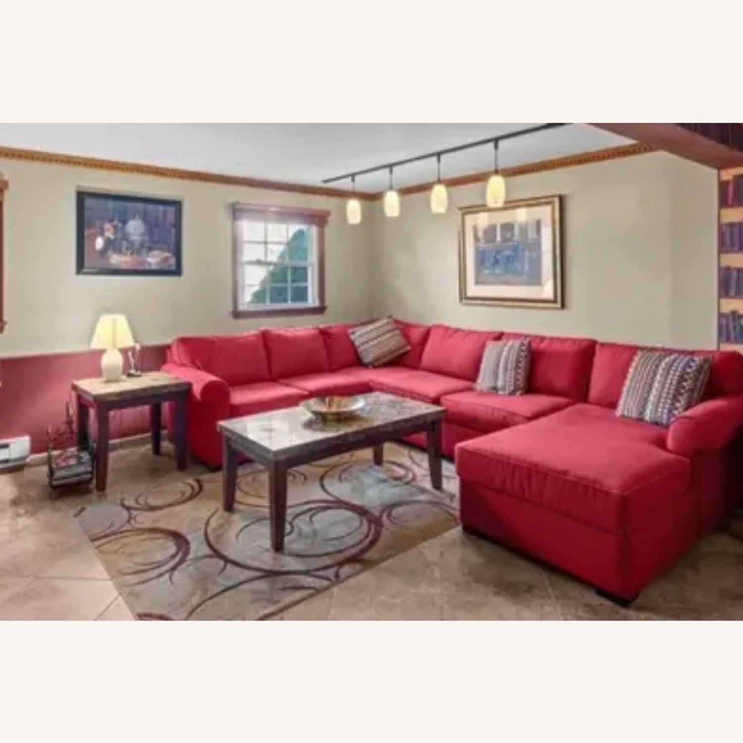 Raymour & Flanigan Red Fabric 3+ Piece Sectional - image-2