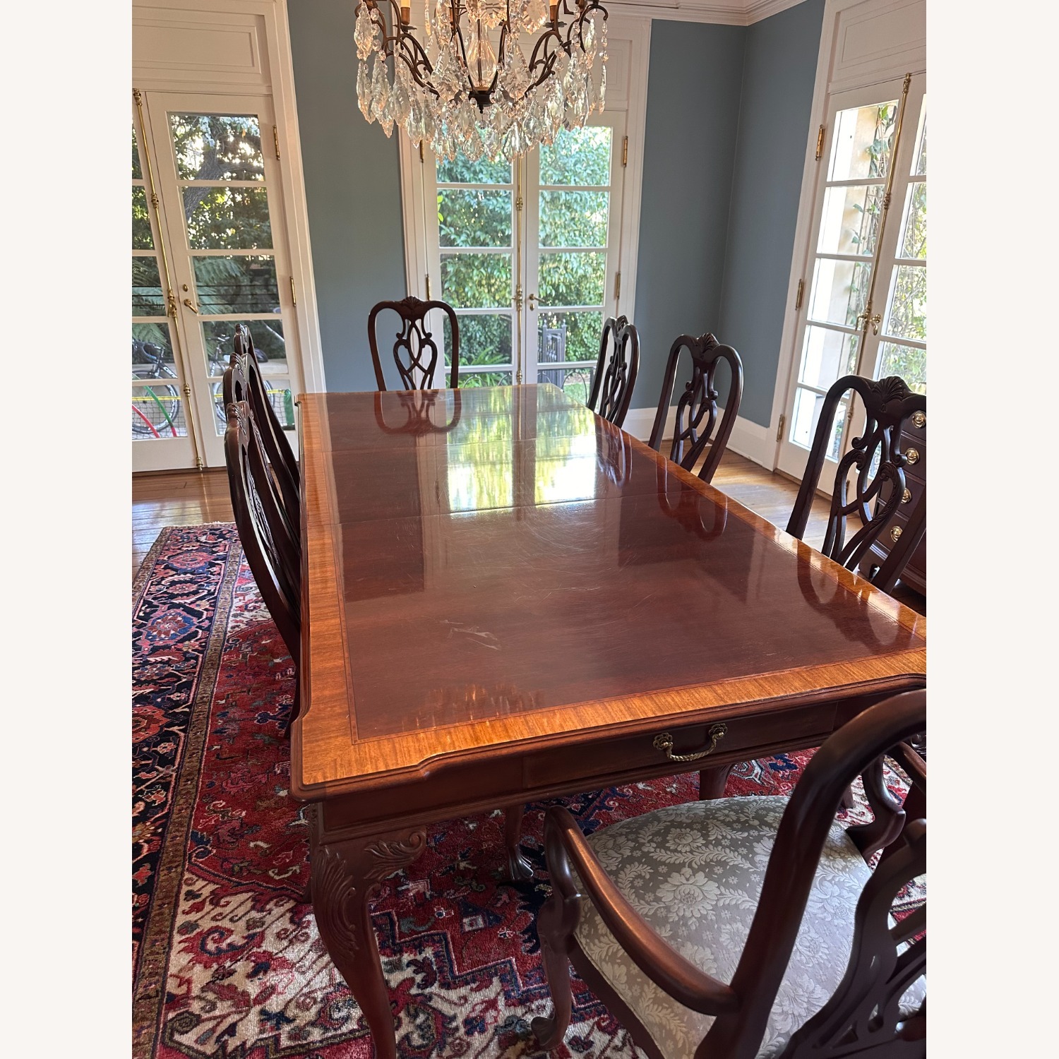 Ethan Allen Dark Brown Wood Dining Set - image-1