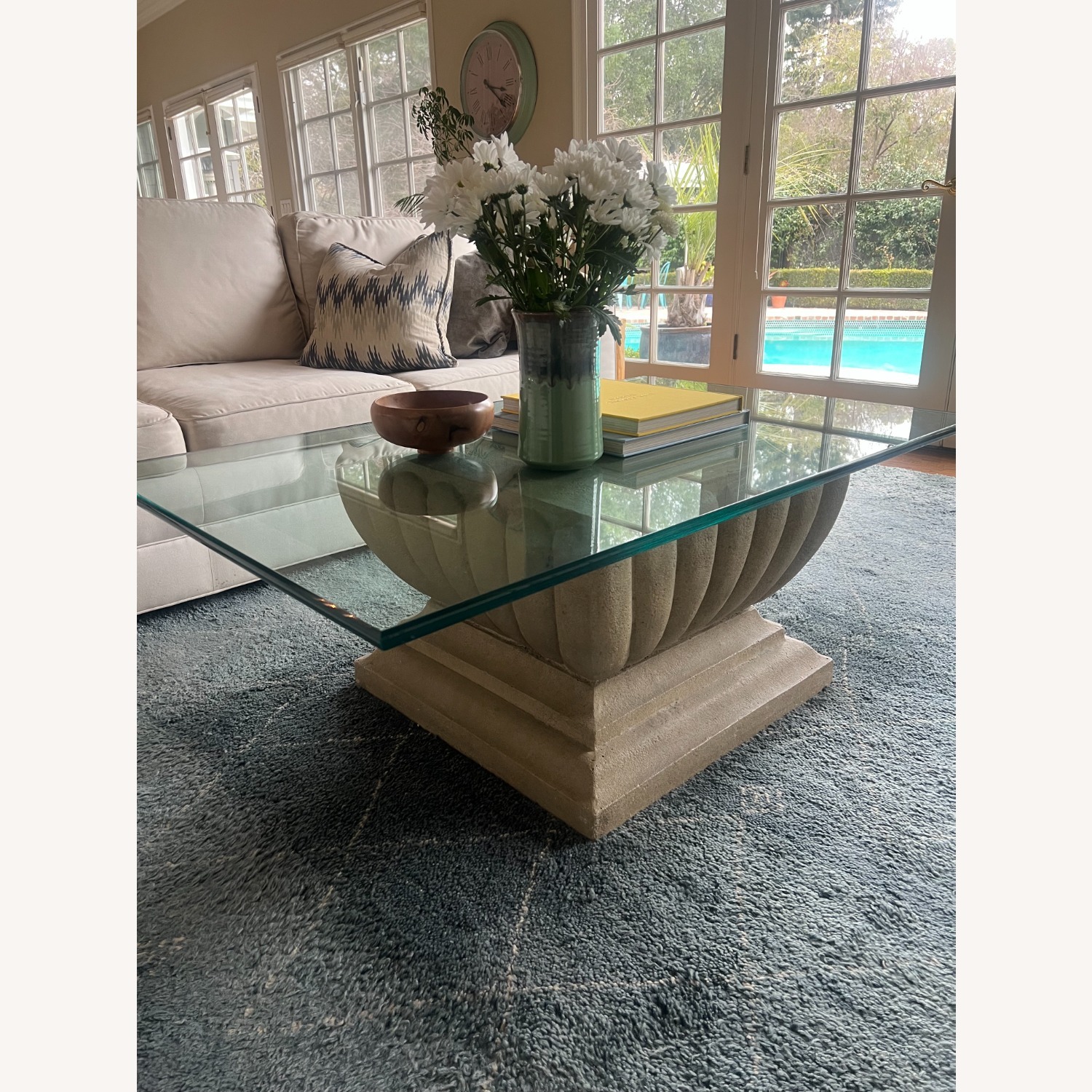 Light Gray Glass Coffee Table - image-1