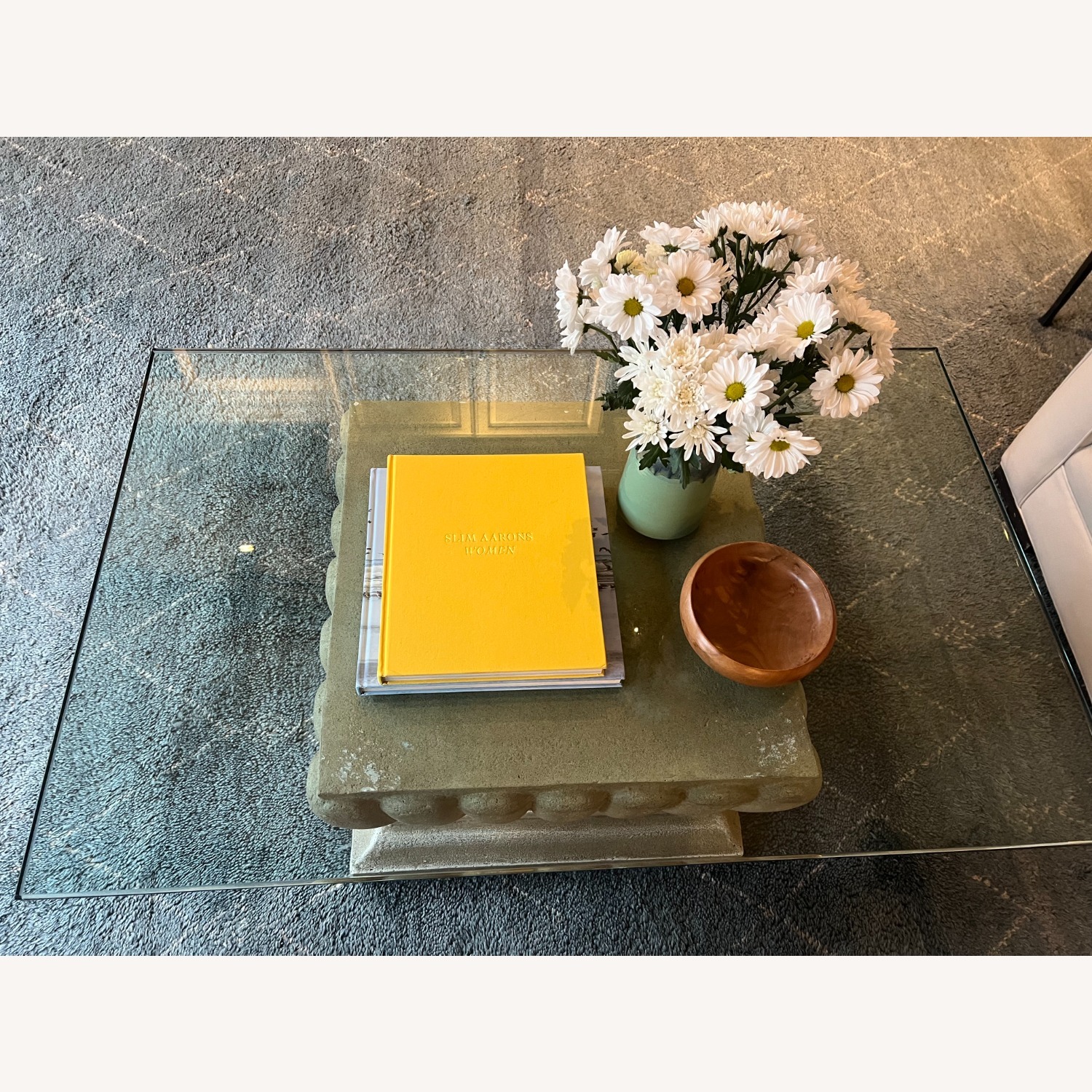 Light Gray Glass Coffee Table - image-2