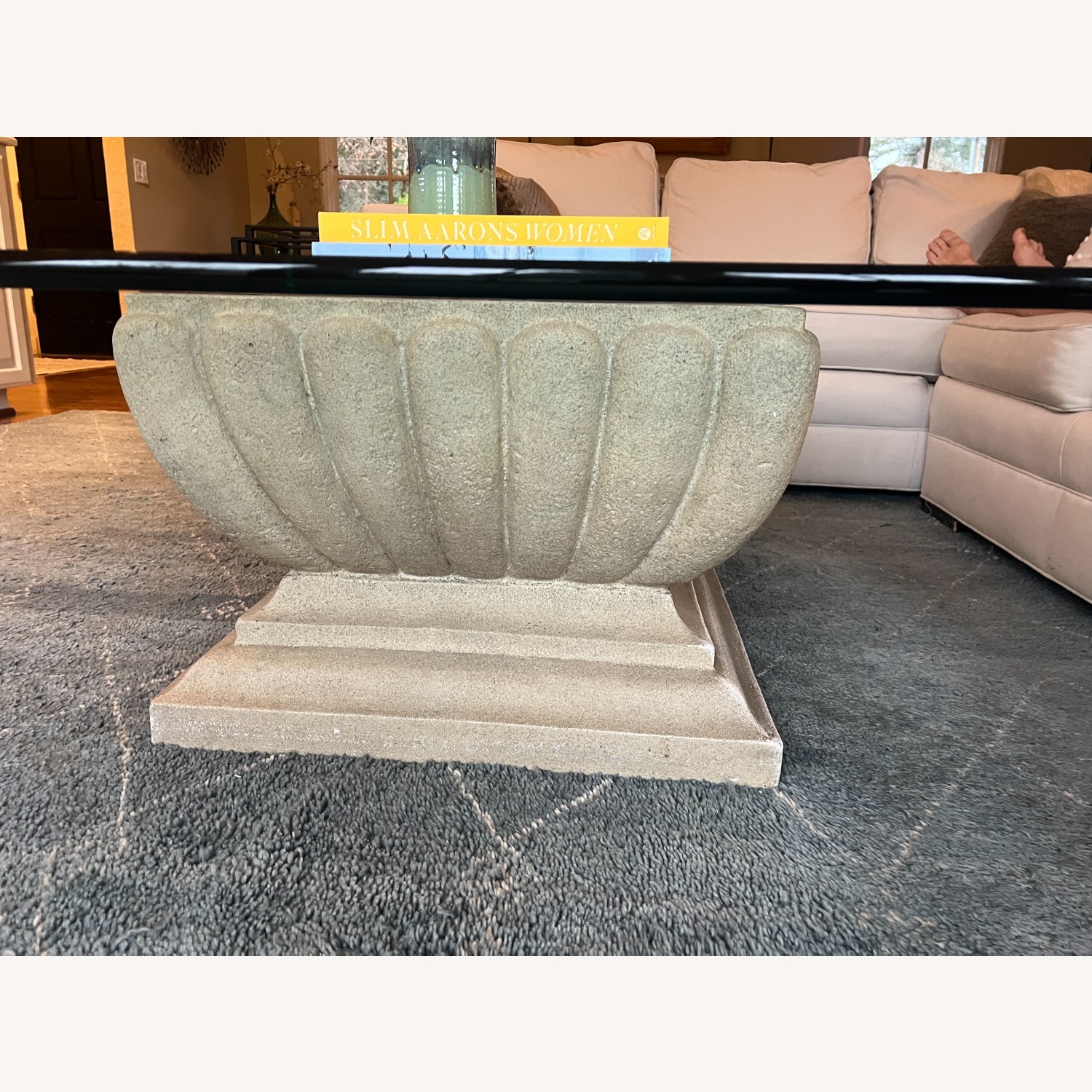 Light Gray Glass Coffee Table - image-3