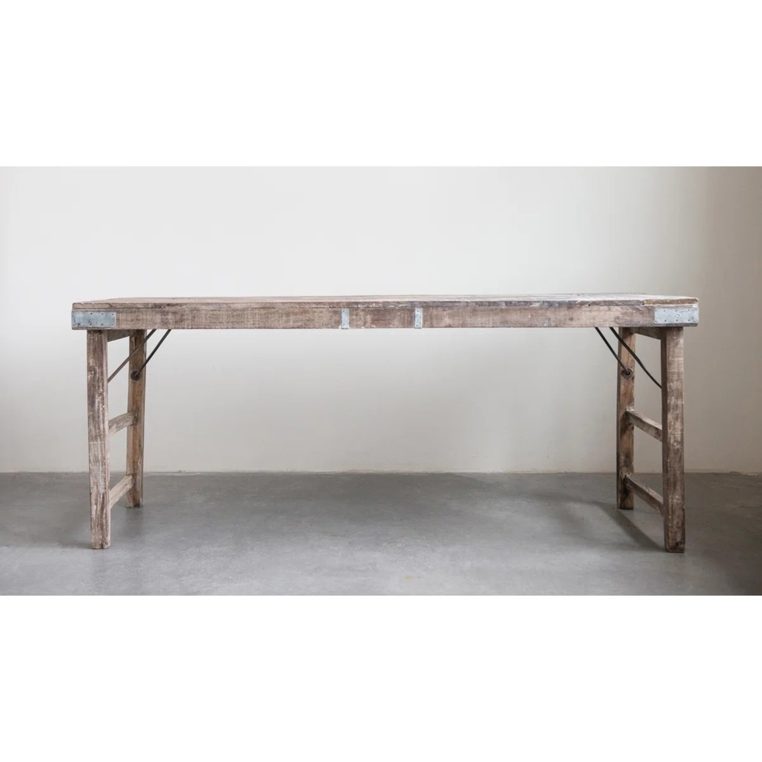 Reclaimed Wood and Tin Patch Folding Table - image-1