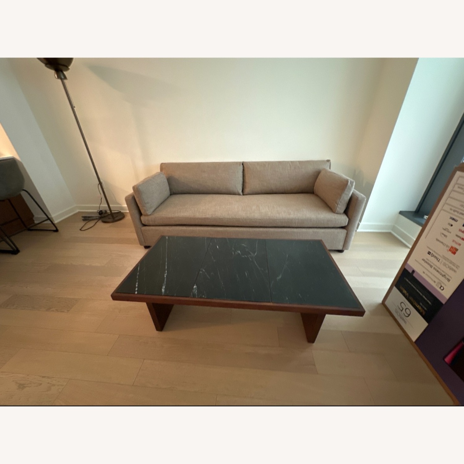 West Elm Light Brown Linen 3+ Seater Sofa - image-2