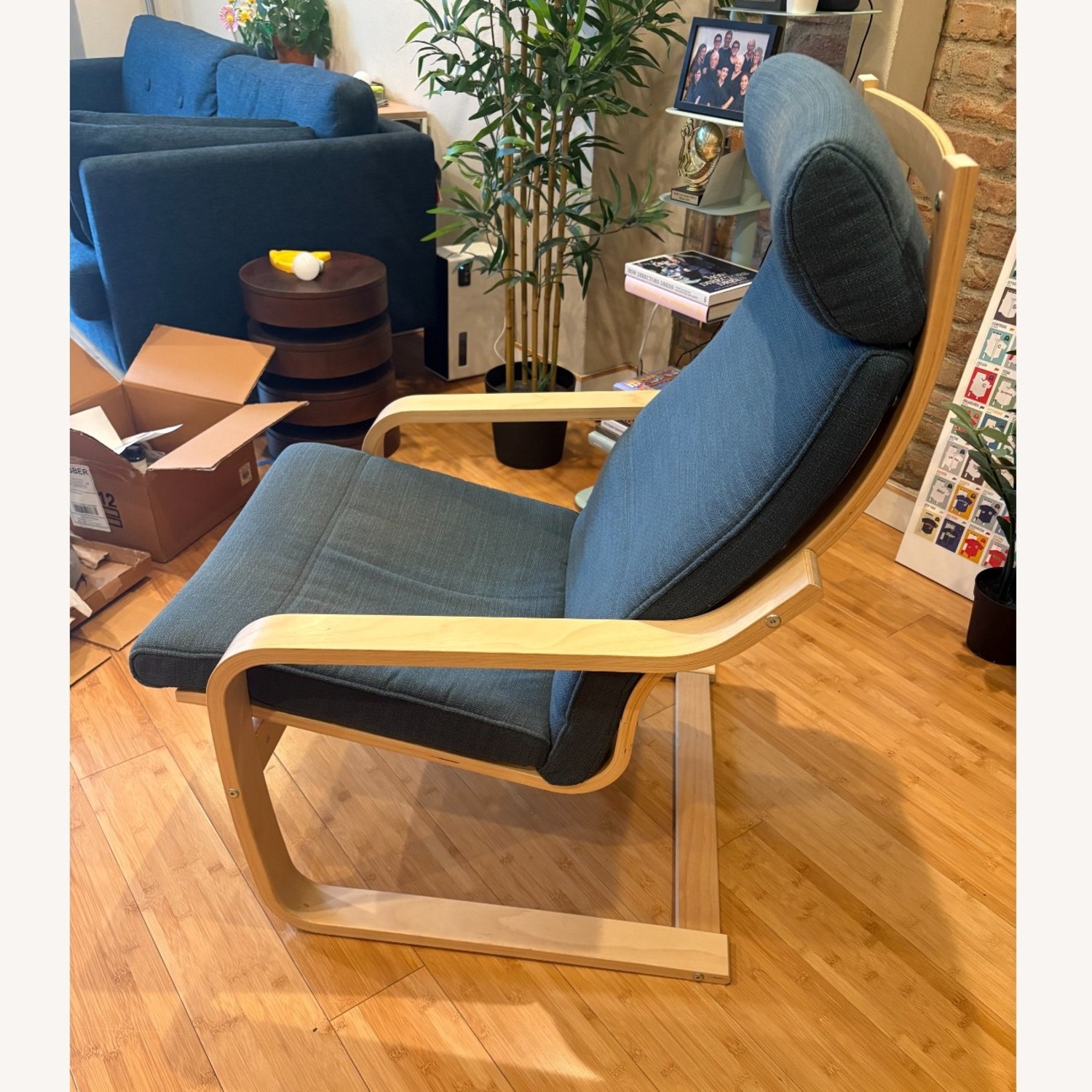 IKEA POÄNG Dark Blue Armchair - image-4