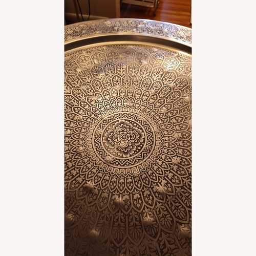 Used Vintage/Antique Spider Leg Table w Silver Platter for sale on AptDeco