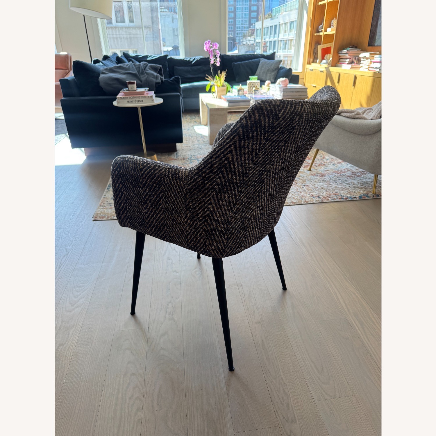 Sunpan Marilyn Dining Chair Black Herringbone - image-3