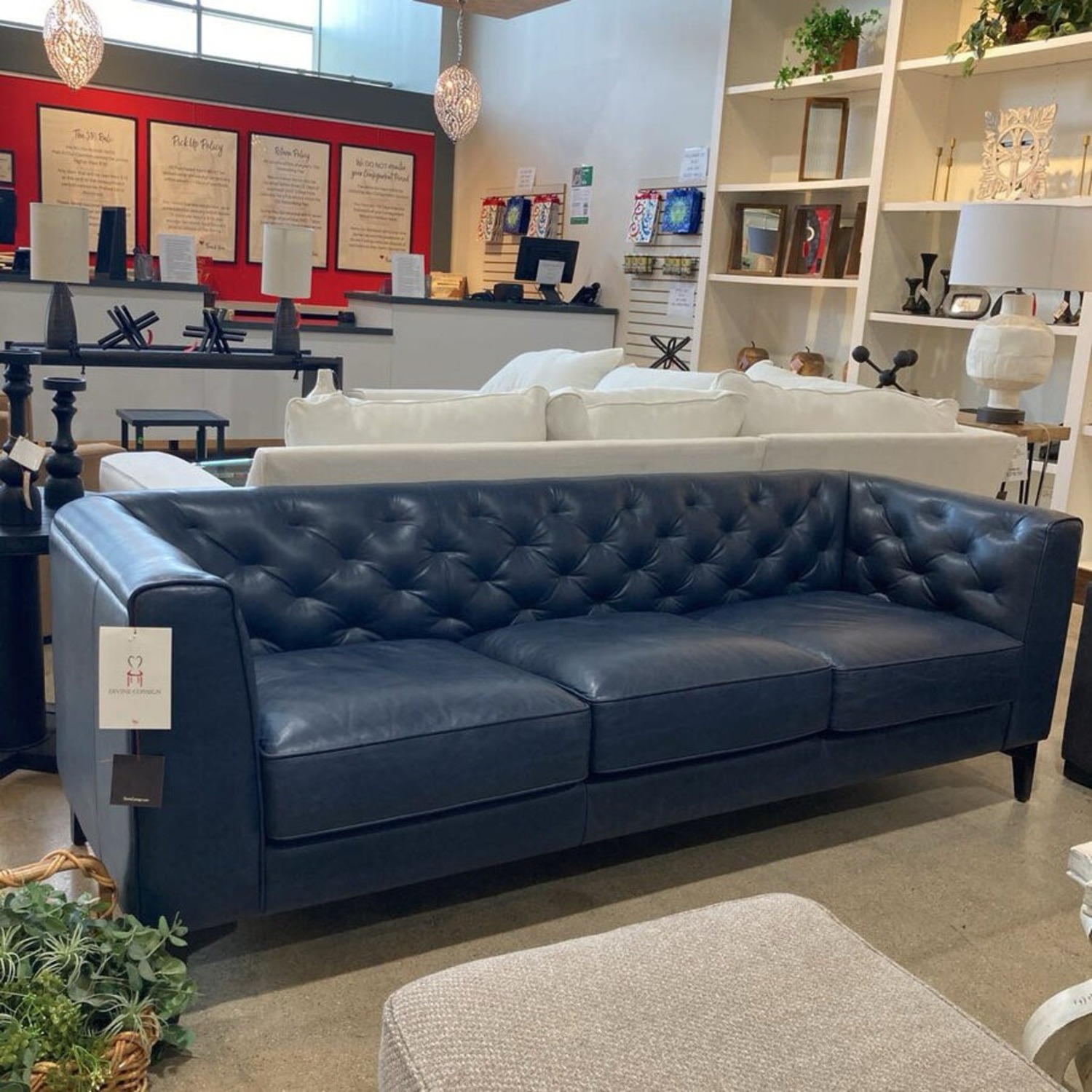 Poly & Bark Essex Tufted Fixed Back Sofa Blue - image-2