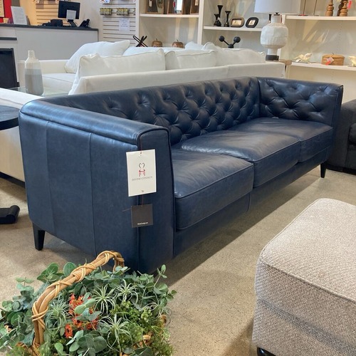 Used Poly & Bark Essex Tufted Fixed Back Sofa Blue for sale on AptDeco