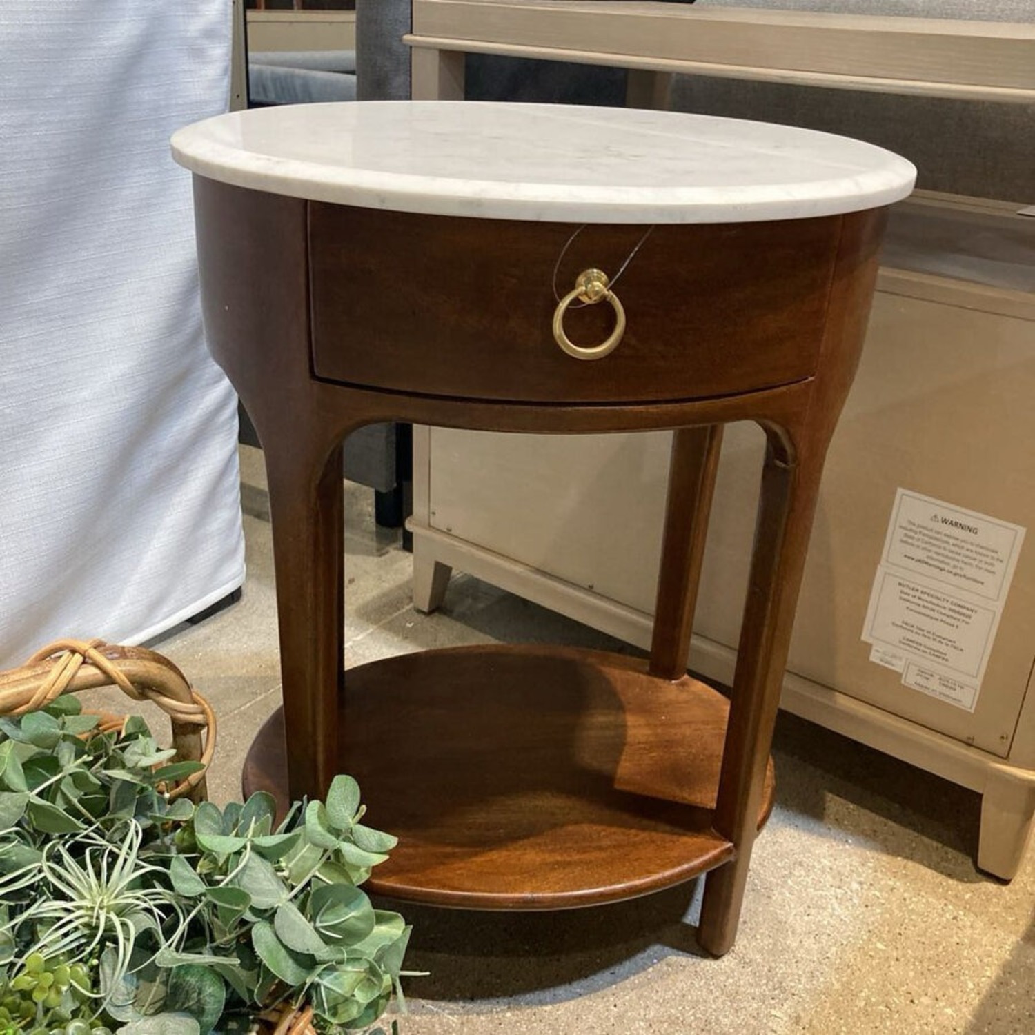 Ellen Marble Top Single Drawer Nightstand - image-2