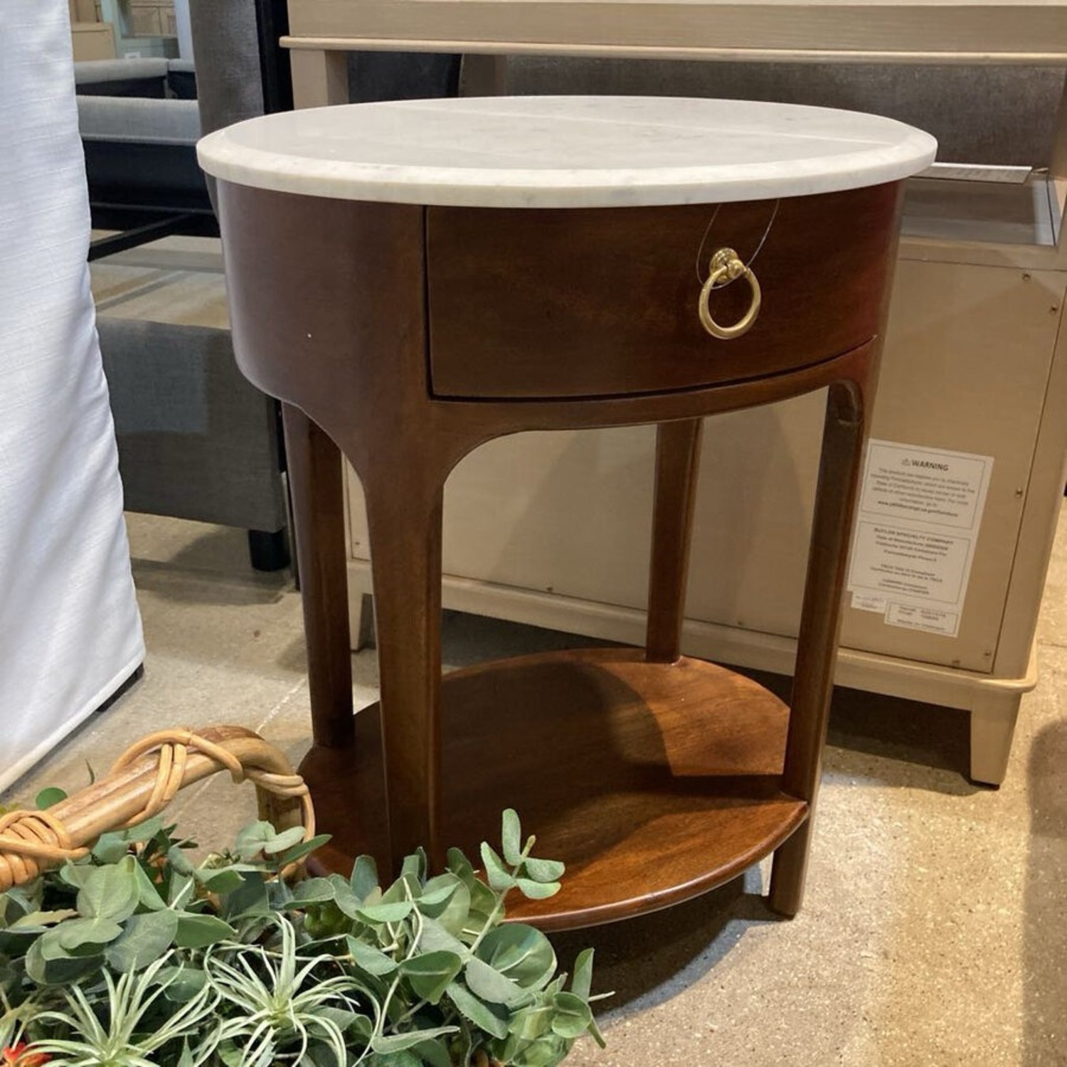 Ellen Marble Top Single Drawer Nightstand - image-1