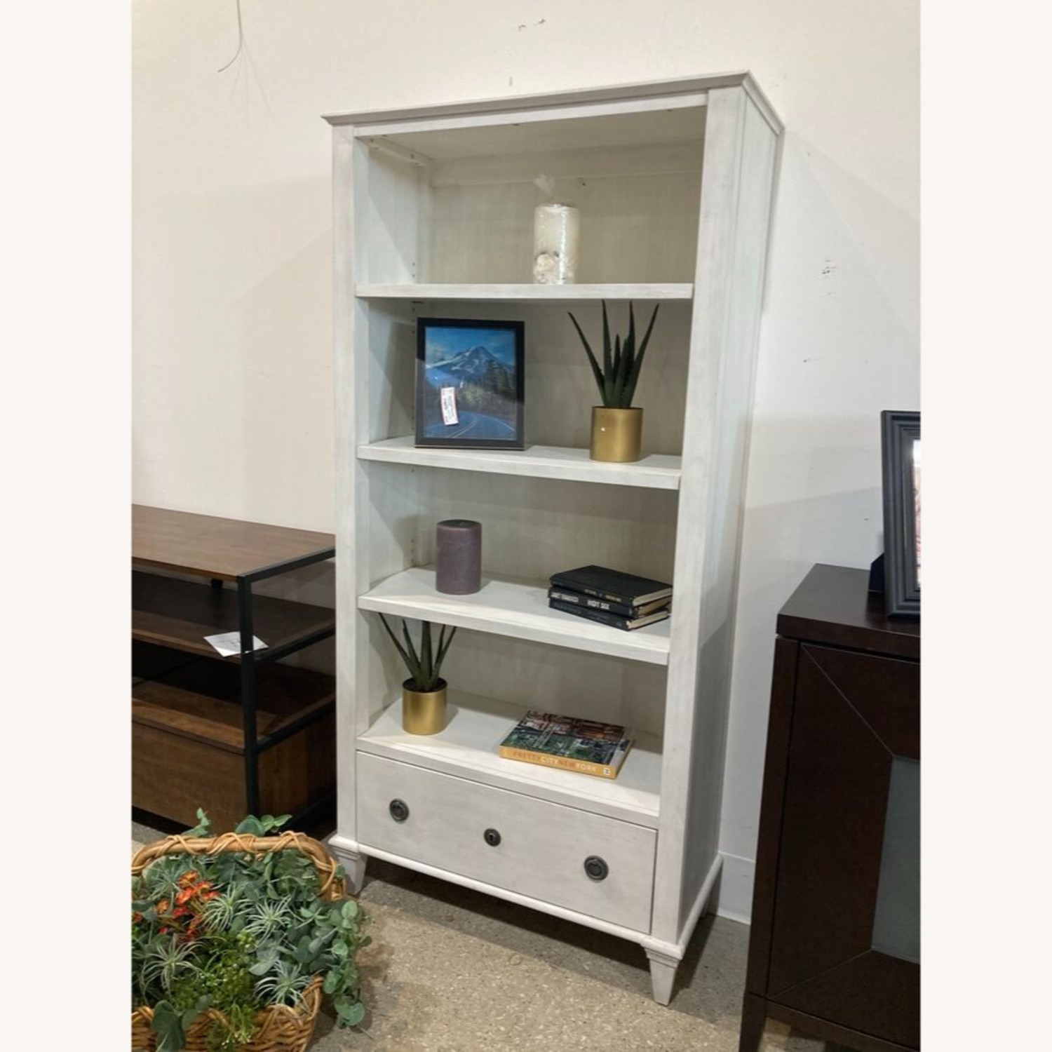 Restoration Hardware Haylan Bookcase Antique Grey - image-1