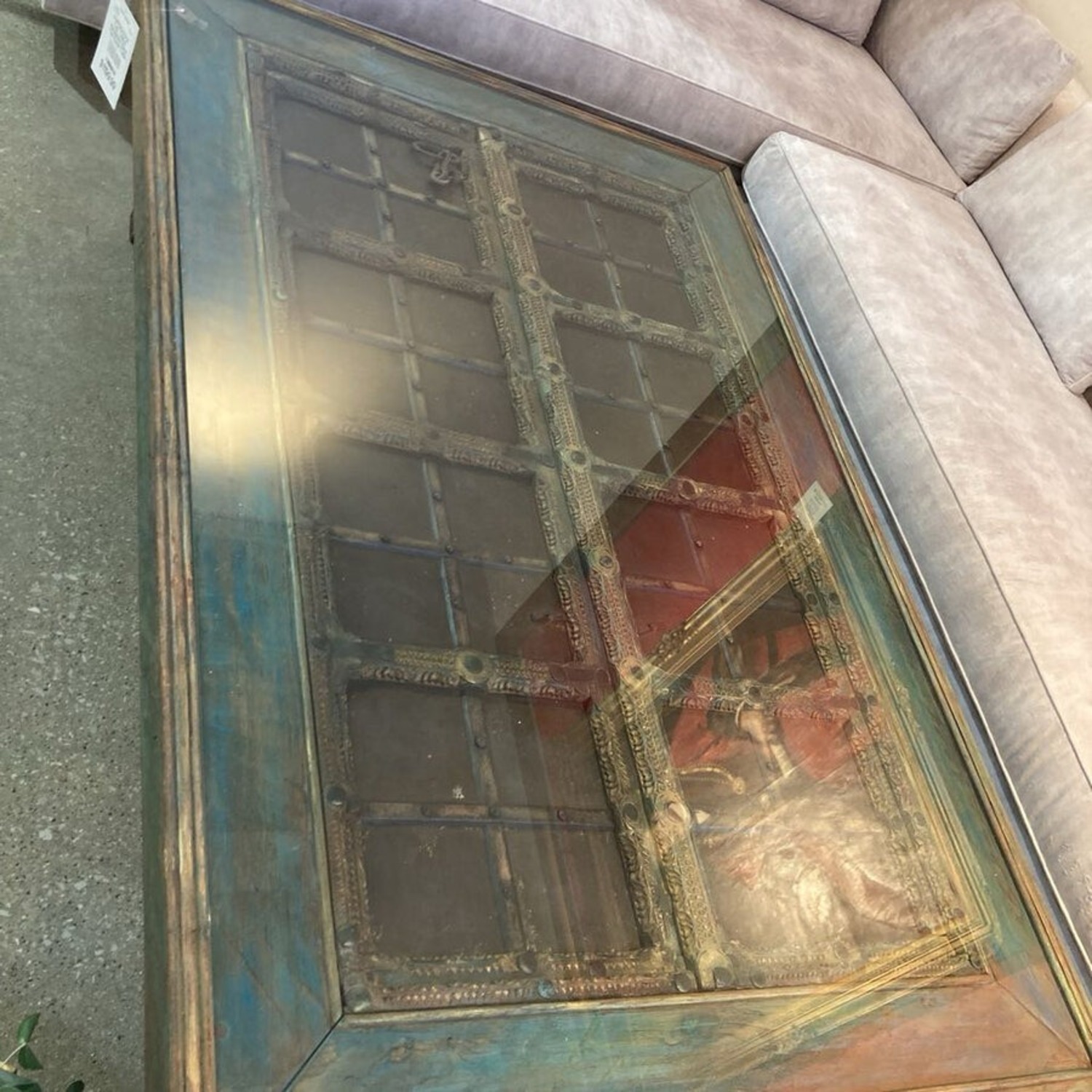 Reclaimed Glass Top Rustic Coffee Table - image-3