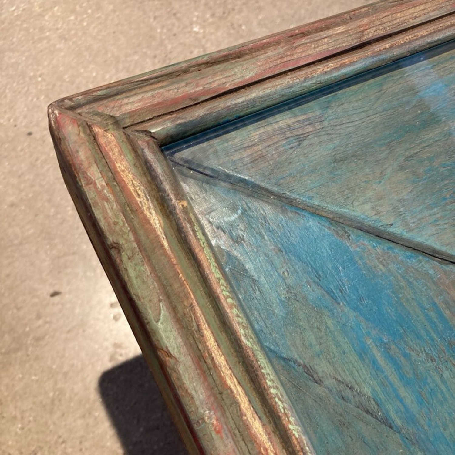 Reclaimed Glass Top Rustic Coffee Table - image-7