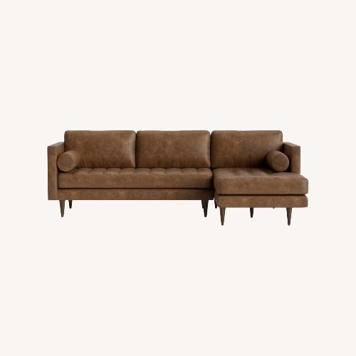 Used Joybird Brown Leather 3+ Piece Sectional for sale on AptDeco
