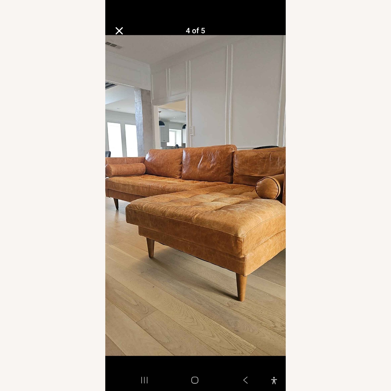 Joybird Brown Leather 3+ Piece Sectional - image-1